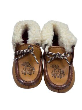 Vintage Baby Toddler Graphic Moccasin Shoe Sherpa Boot